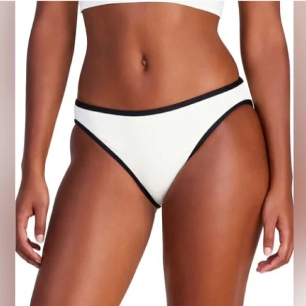Kate Spade Mid Rise 70's Retro Ivory White Bachelorette Bikini Bottom Size XL